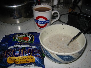 Prunes, porridge, and tea--could there be a better way to start the day?